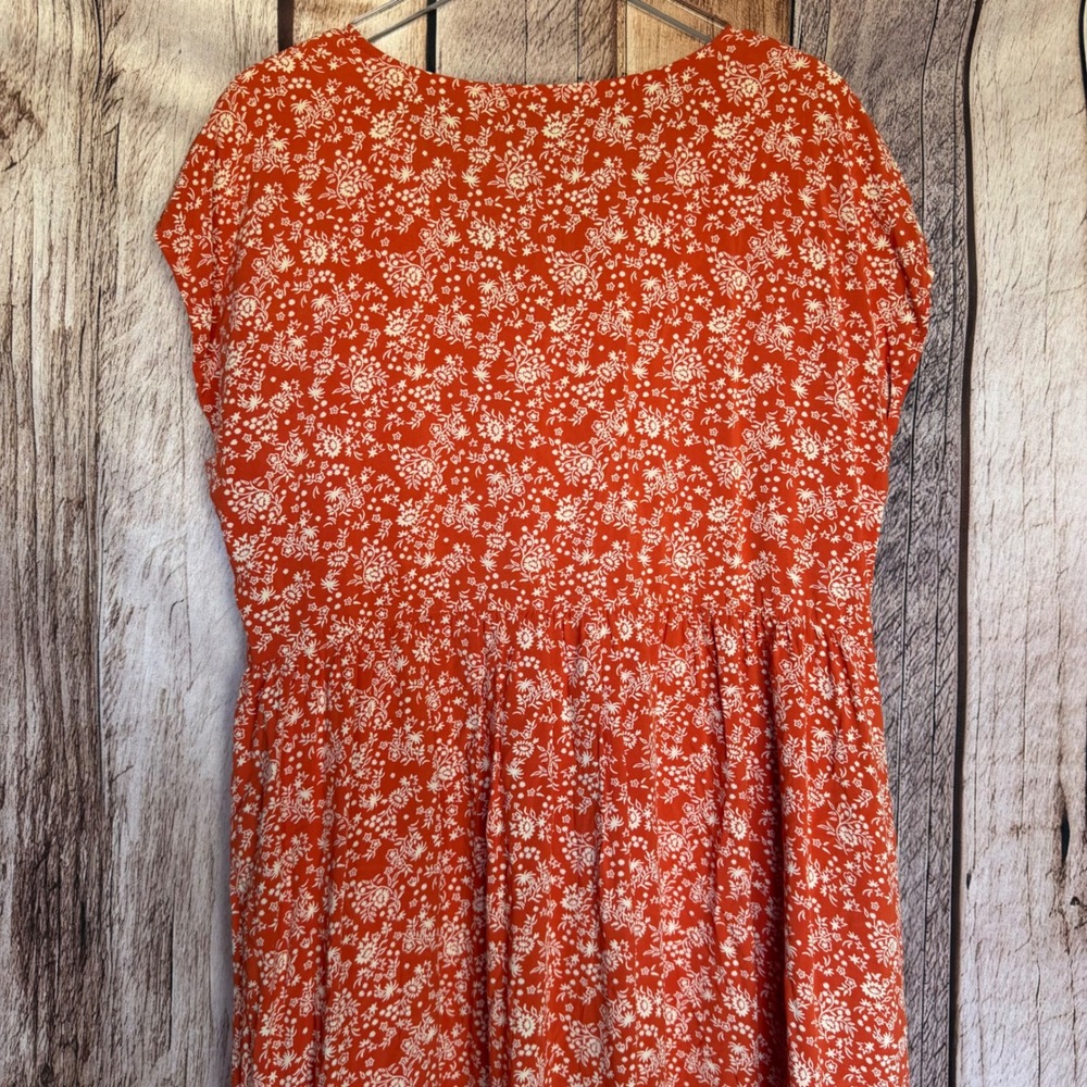 Madewell Orange Floral Midi Dress - Picture 5 of 9